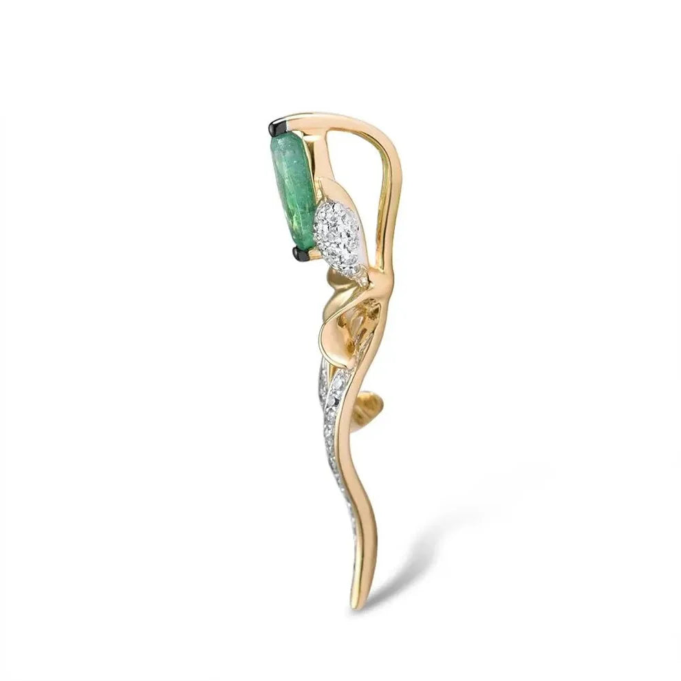 Luxury Emerald and Diamond Pendant 14K Yellow Gold