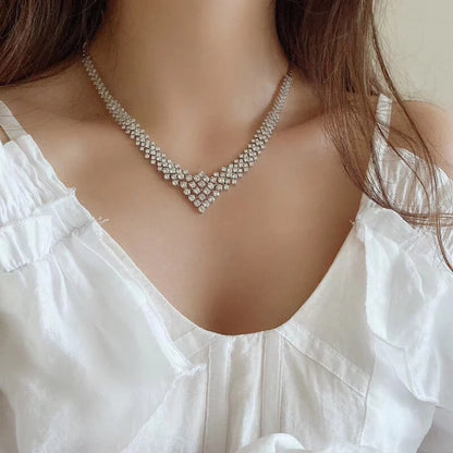 Luxury Natural Diamond Necklace 10 CT 18K White Gold