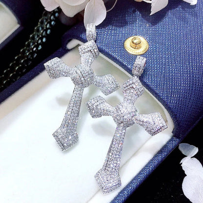 18K White Gold Diamond Cross Pendant 1.0 CT