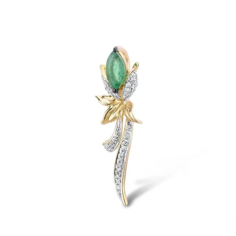Luxury Emerald and Diamond Pendant 14K Yellow Gold