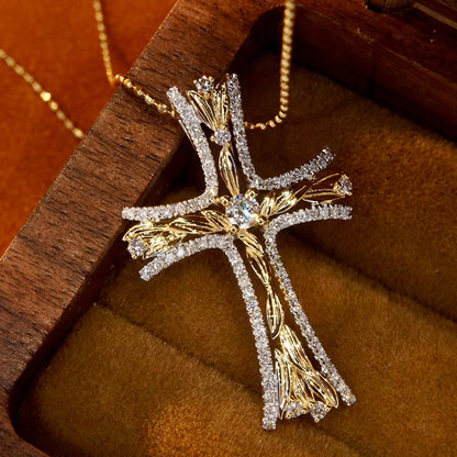 Natural 18K Diamond Cross Pendant