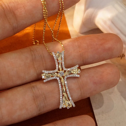 Natural 18K Diamond Cross Pendant
