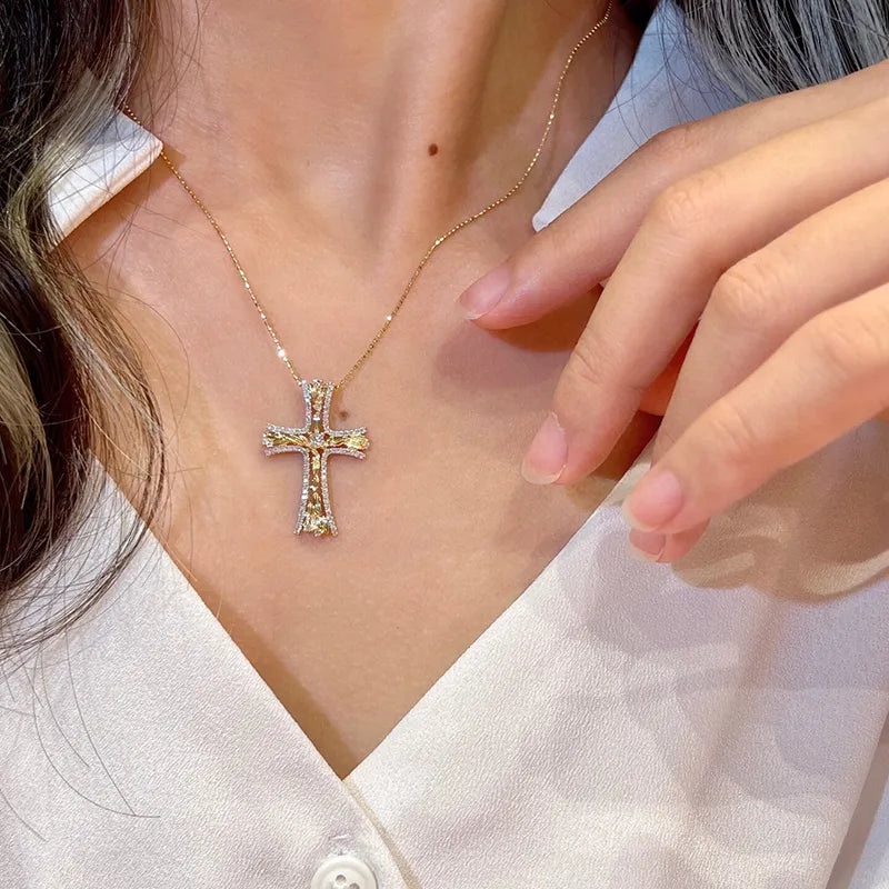 Natural 18K Diamond Cross Pendant