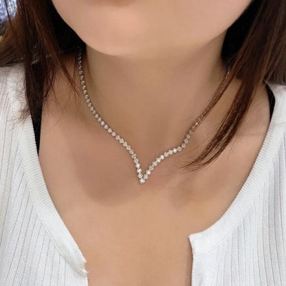 Natural Diamond V Shape Necklace