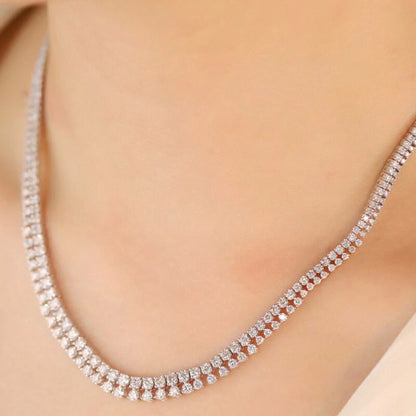 Round Shape 10.0 CT Natural Diamond Necklace 18K White Gold