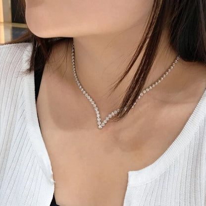 Natural Diamond V Shape Necklace